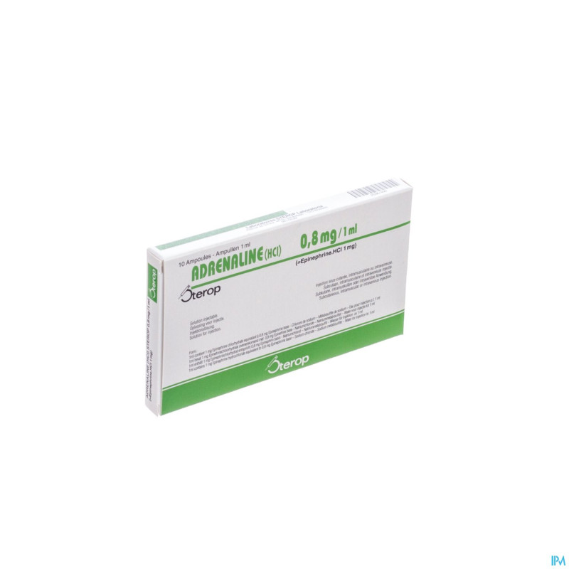 Adrenaline hcl sterop 0,8mg/ml amp  10