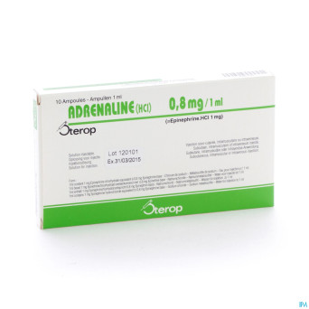Adrenaline hcl sterop 0,8mg/ml amp  10