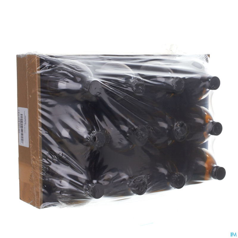 Flacon brun rond pp28+caps obus    1l 12 aca