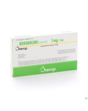 Adrenaline tartrate sterop 1mg/1ml amp  10 x 1 ud