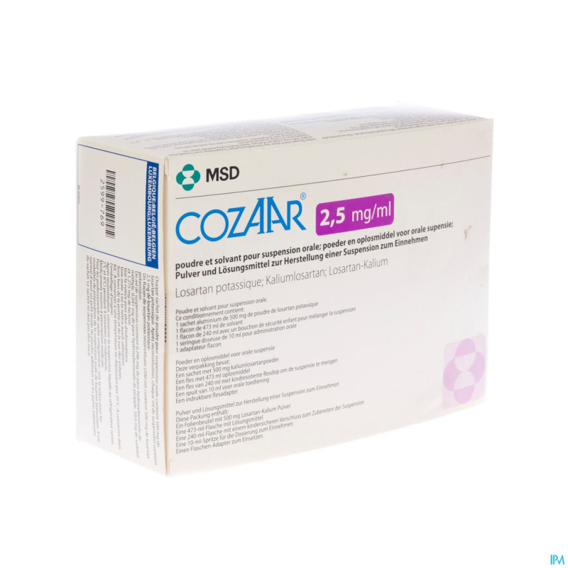 Cozaar 2,5 mg kit pulv + sol susp or