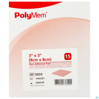 Polymem quadrafoam non-adhesif  7,6cmx 7,6cm 15