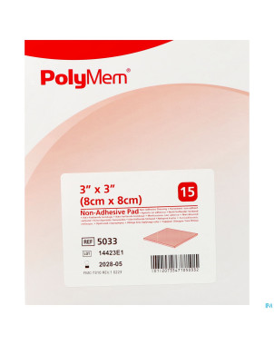 Polymem quadrafoam non-adhesif  7,6cmx 7,6cm 15