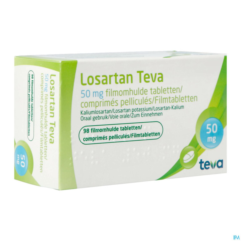 Losartan teva  50 mg comp pell  98 x  50 mg