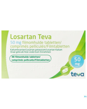 Losartan teva  50 mg comp pell  98 x  50 mg