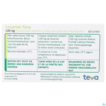 Losartan teva 100 mg comp pell  98 x 100 mg