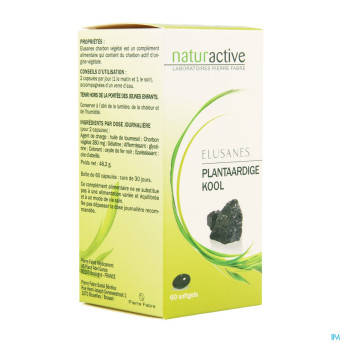 Elusanes charbon vegetal softgels 60