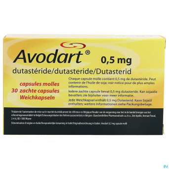 Avodart pi pharma caps molles 30x0,50mg pip