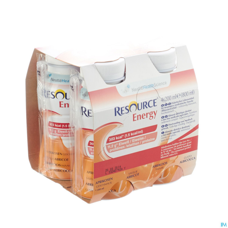 Resource energy drink abricot    4x200ml
