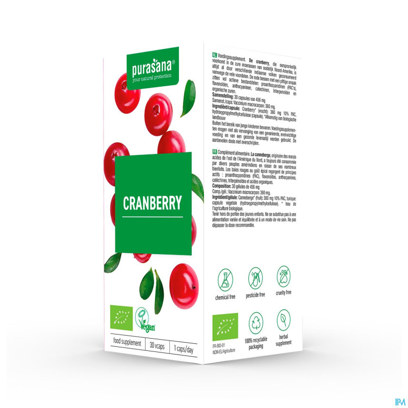 Purasana vegan canneberge bio    caps 30