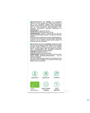 Purasana vegan canneberge bio    caps 30