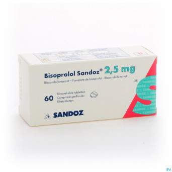 Bisoprolol sandoz 2,5 mg comp pell 60 x 2,5 mg