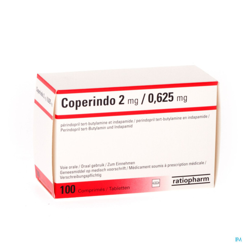 Perindopril/indapam. teva 2mg/0,625mg comp 100x2mg