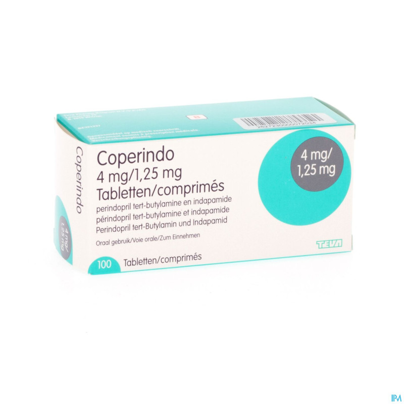 Perindopril/indapam. teva 4mg/1,250mg comp 100x4mg