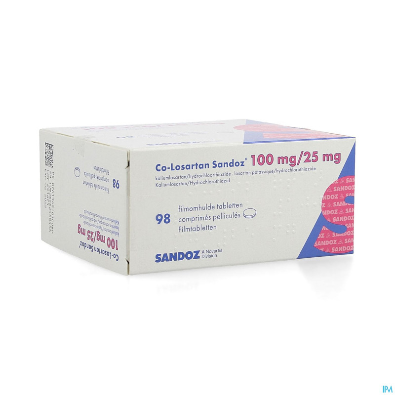 Co losartan sandoz 100 mg/25 mg comp pell 98