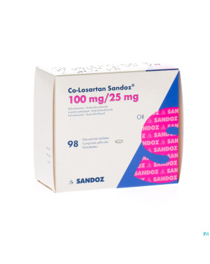 Co losartan sandoz 100 mg/25 mg comp pell 98