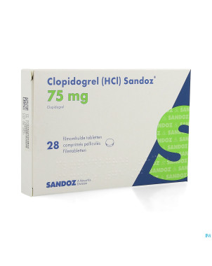 Clopidogrel hcl sandoz comp pell 28 x 75mg