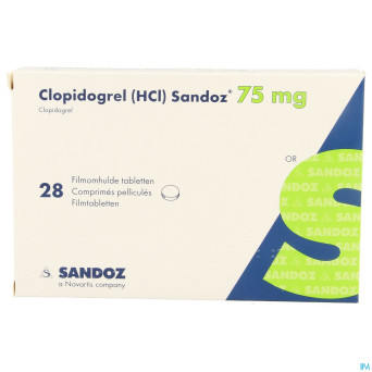 Clopidogrel hcl sandoz comp pell 28 x 75mg