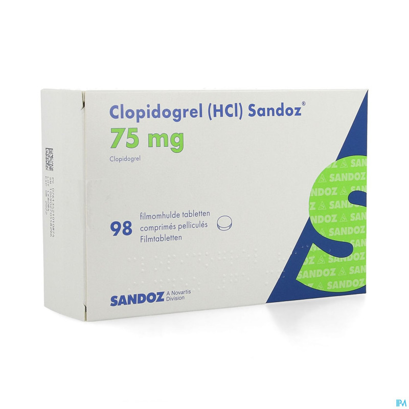 Clopidogrel hcl sandoz comp pell 98 x 75mg