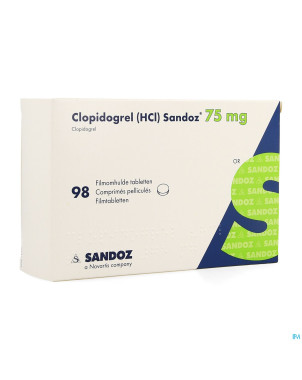 Clopidogrel hcl sandoz comp pell 98 x 75mg