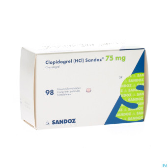 Clopidogrel hcl sandoz comp pell 98 x 75mg