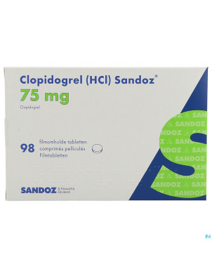 Clopidogrel hcl sandoz comp pell 98 x 75mg
