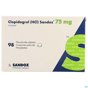 Clopidogrel hcl sandoz comp pell 98 x 75mg