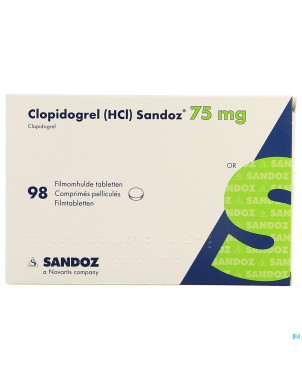 Clopidogrel hcl sandoz comp pell 98 x 75mg