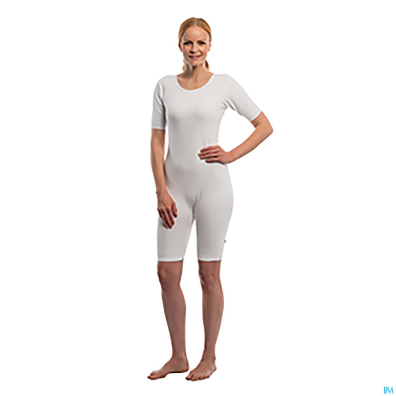 Suprima 4697 body manche courte+zip jambe blanc  l