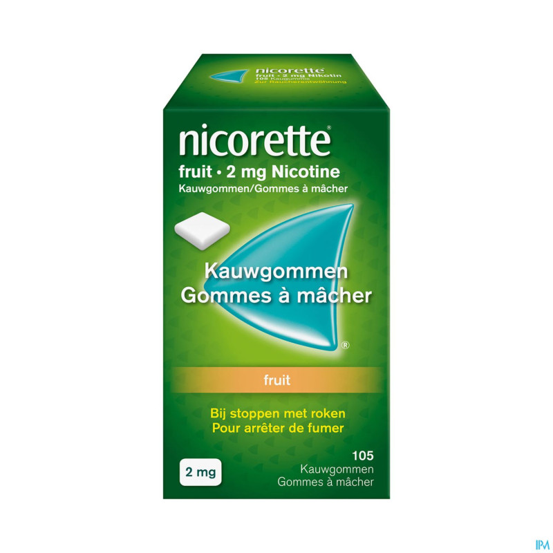 Nicorette fruit gomme mach s/sucre 105x2mg