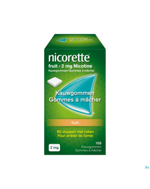 Nicorette fruit gomme mach s/sucre 105x2mg