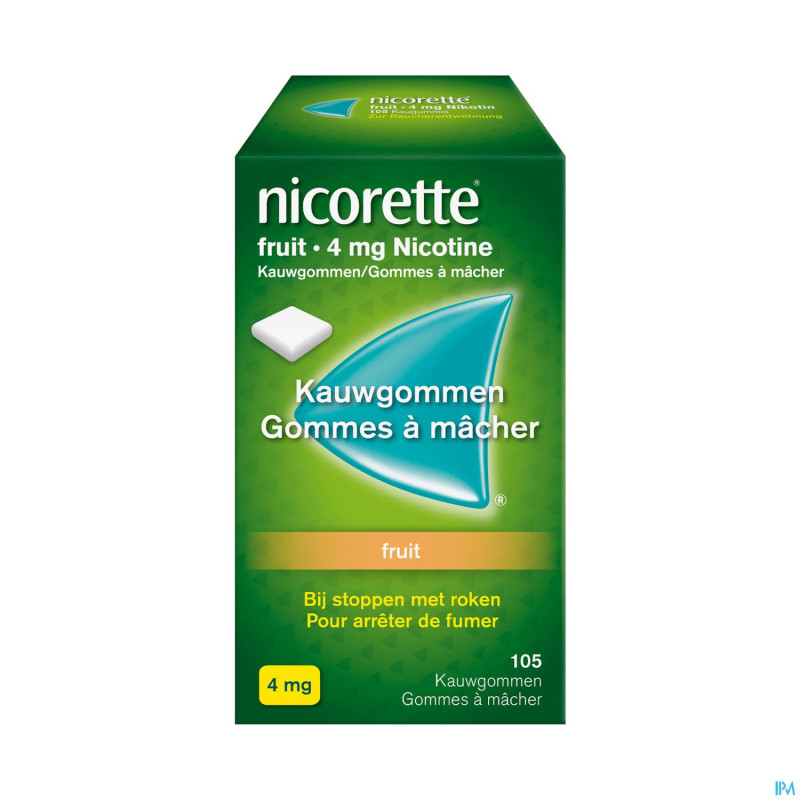 Nicorette fruit gomme mach s/sucre 105x4mg