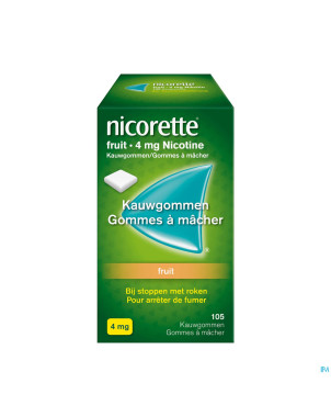 Nicorette fruit gomme mach s/sucre 105x4mg