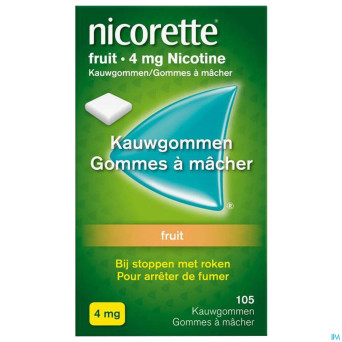 Nicorette fruit gomme mach s/sucre 105x4mg