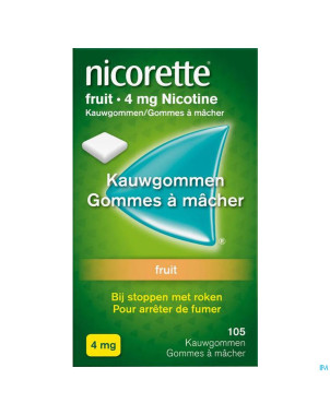 Nicorette fruit gomme mach s/sucre 105x4mg