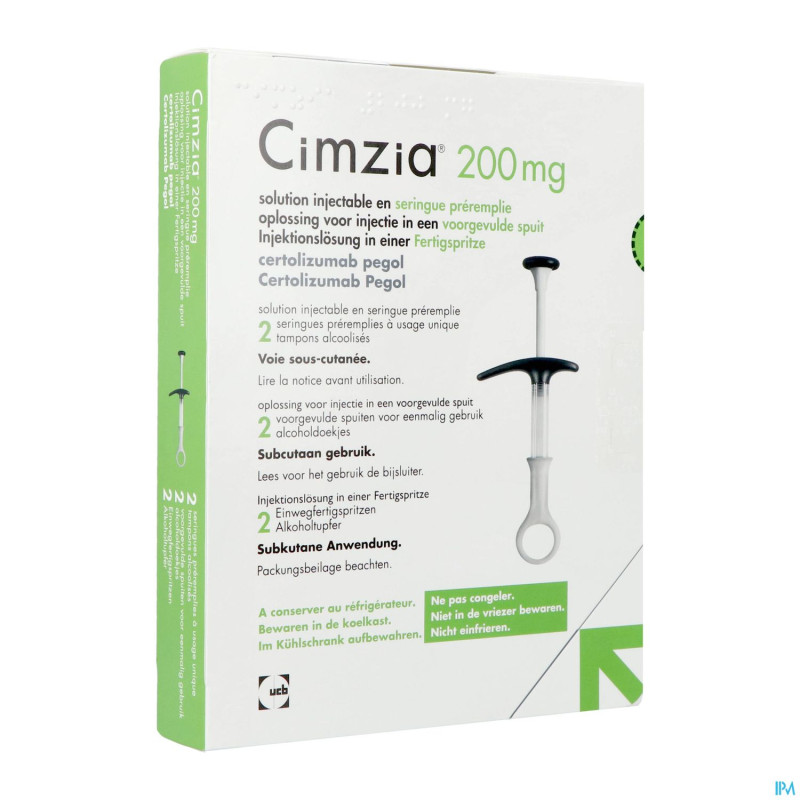 Cimzia 200mg sol inj ser preremplie  2 + 2 tampons