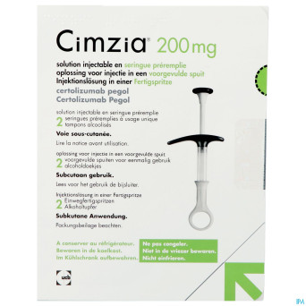 Cimzia 200mg sol inj ser preremplie  2 + 2 tampons