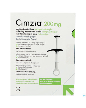 Cimzia 200mg sol inj ser preremplie  2 + 2 tampons