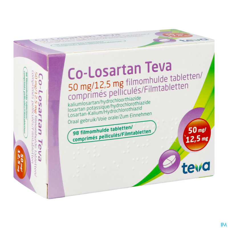 Co losartan teva 50 mg/12,5 mg comp pell 98