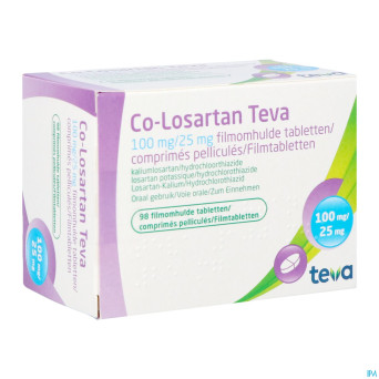 Co losartan teva 100 mg/25 mg comp pell 98
