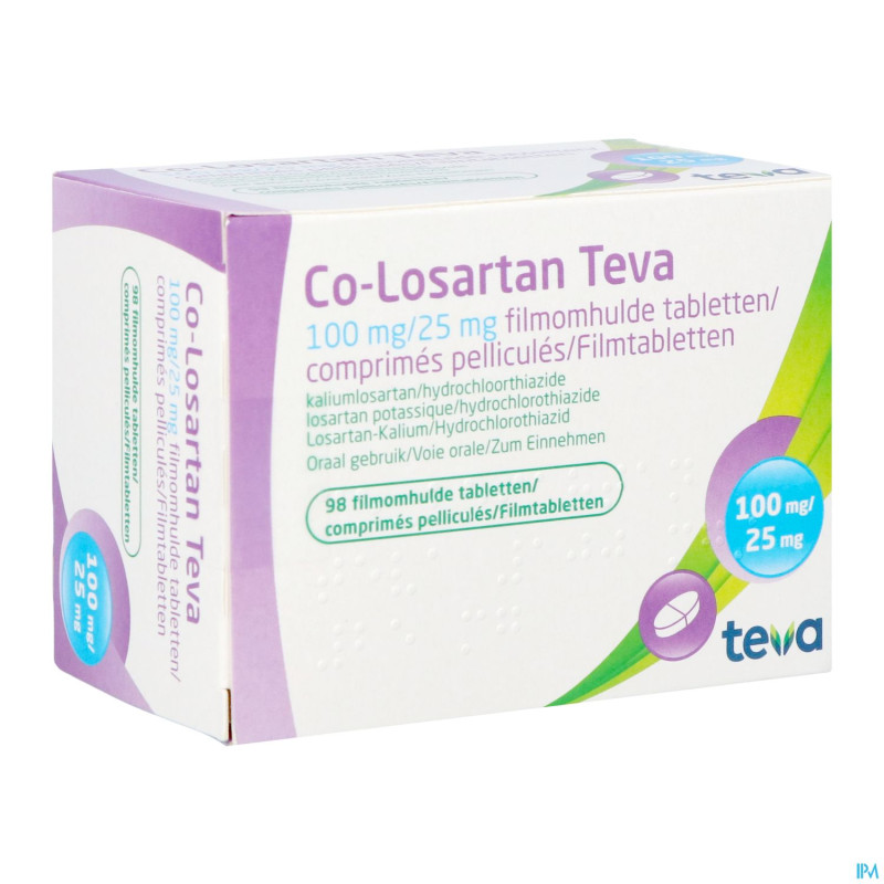 Co losartan teva 100 mg/25 mg comp pell 98