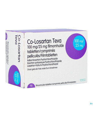Co losartan teva 100 mg/25 mg comp pell 98