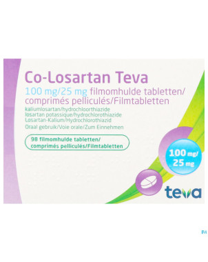 Co losartan teva 100 mg/25 mg comp pell 98