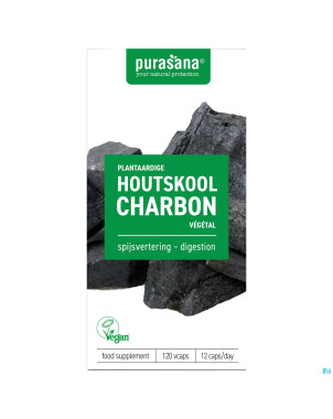 Purasana vegan charbon vegetal    caps 120
