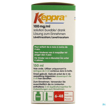 Keppra 100mg/1ml per os fl 150ml+ser admin or5ml