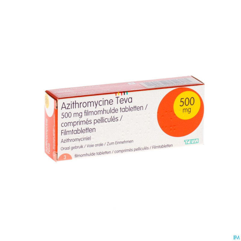 Azithromycine 500 mg teva comp pell 3x500 mg