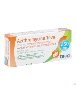 Azithromycine 250 mg teva comp pell 6x250 mg