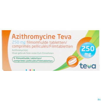 Azithromycine 250 mg teva comp pell 6x250 mg