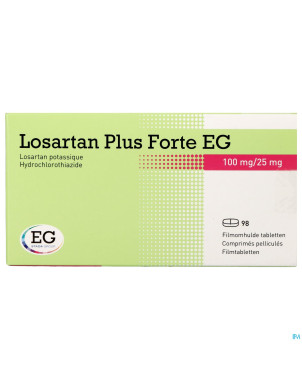 Losartan plus forte eg 100 mg/25,0 mg comp pell 98