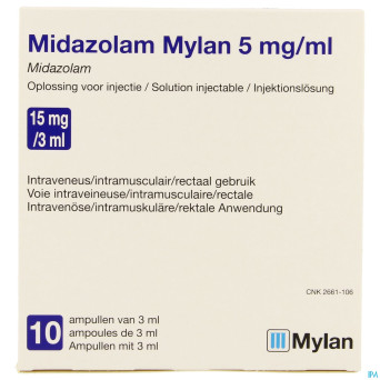 Midazolam viatris 5mg/ml sol inj amp 10x3ml